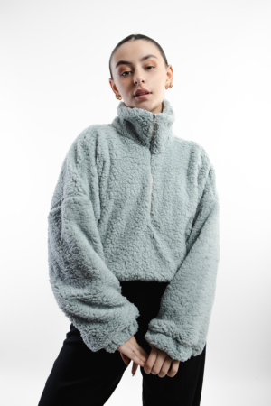 CHAQUETA MUJER CORTA ESTELA BORREGO GRIS