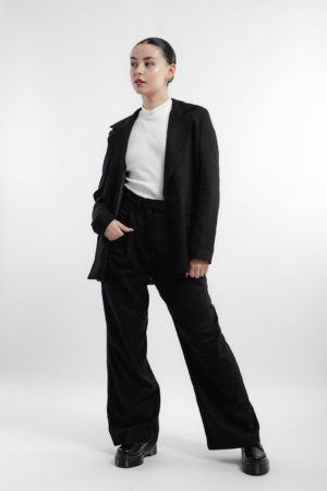 PANTALÓN MUJER CON PLIEGUES NAMI NEGRO