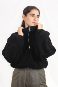 CHAQUETA MUJER CORTA ESTELA BORREGO NEGRO