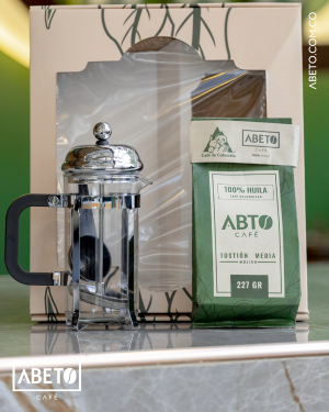 ABETO CAFÉ 227 G + PRENSA  ACERO DE 350 ML