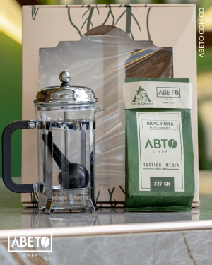 ABETO CAFÉ 227 G +  PRENSA ACERO DE 600 ML