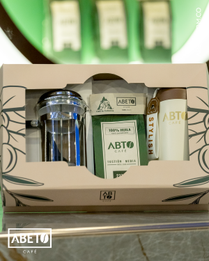 ABETO CAFÉ 227 G +TERMO ACERO + PRENSA ACERO DE 350 ML