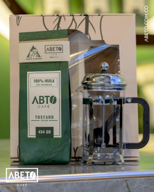 ABETO CAFÉ 454 G +  PRENSA ACERO DE 600 ML